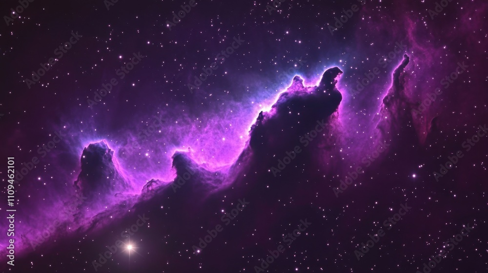 Obraz premium Stunning Cosmic Nebula with Vibrant Purple and Blue Highlights