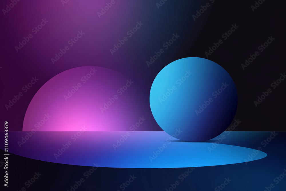Purple and blue abstract geometric spheres background and product display for advertising, technology, showcase, banner, cosmetic, fashion, business, metaverse. Purple and blue abstract geometric spheres background and product display for advertising, technology, showcase, banner, cosmetic, fashion, business, metaverse.