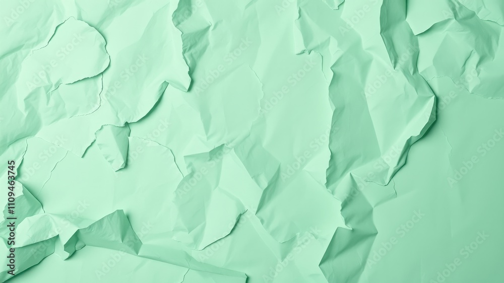 Obraz premium Abstract background with crumpled green paper texture, perfect for minimalist design projects, branding, or as a backdrop for creative concepts.