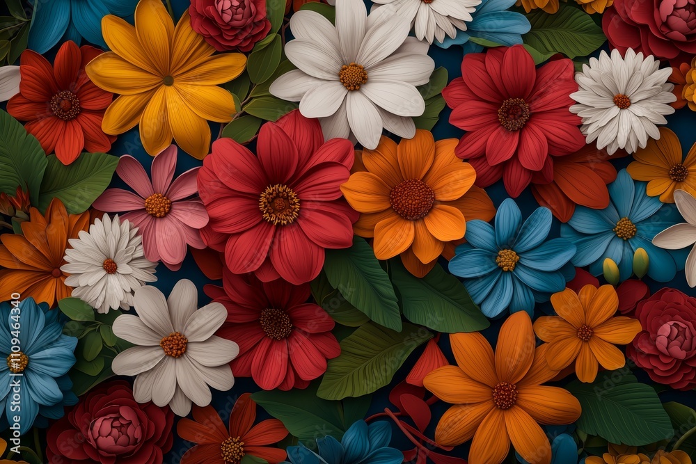 Abundant Floral Tapestry Vibrant Fabric-Like Flowers in Rich Tones, Luxurious Harmony for Greeting Cards and Textile Prints Abundant Floral Tapestry Vibrant Fabric-Like Flowers in Rich Tones, Luxurious Harmony for Greeting Cards and Textile Prints