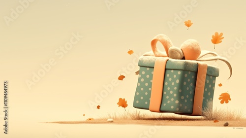 Adorable Gift Box Snowy Background