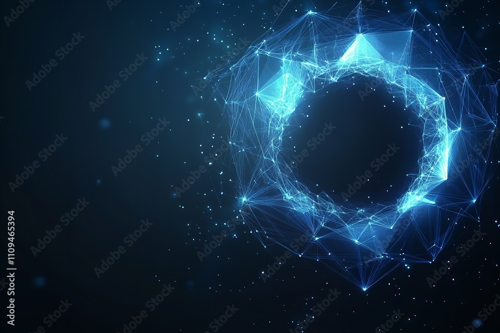 Abstract Polygonal Eye with Glowing Dots and Lines on a Dark Background
Abstract Polygonal Eye with Glowing Dots and Lines on a Dark Background