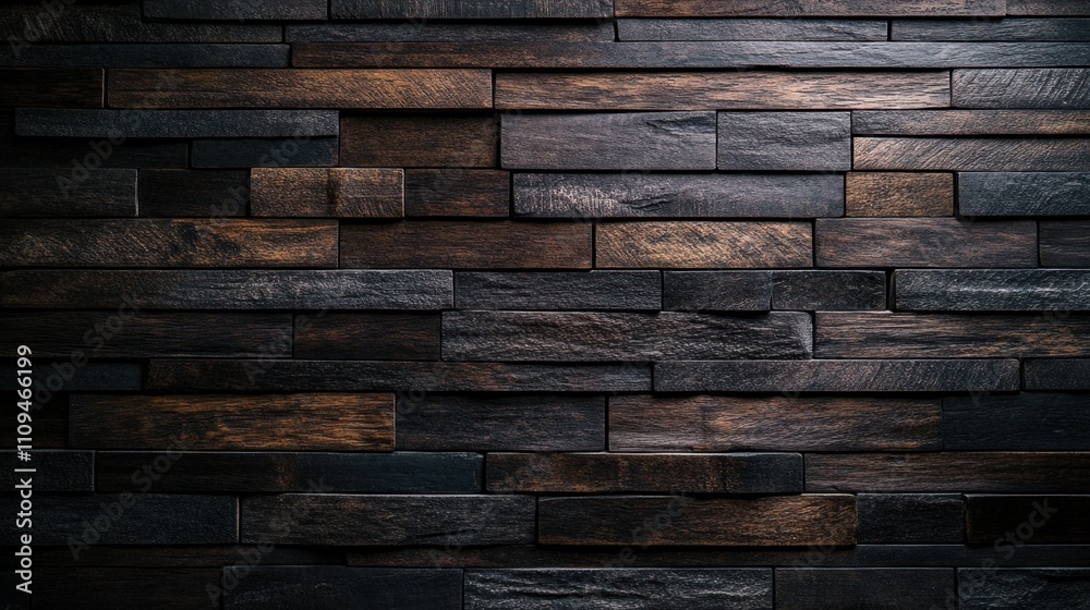 Dark Wooden Wall Texture with Varied Panel Arrangement Dark Wooden Wall Texture with Varied Panel Arrangement
