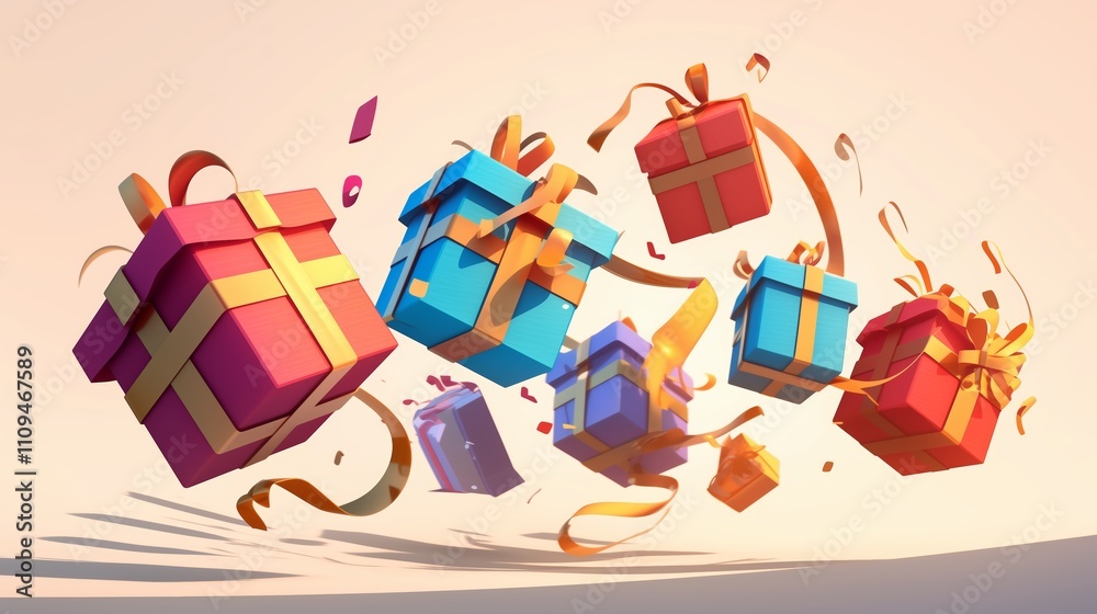 Fototapeta premium Colorful Gift Boxes Twirling