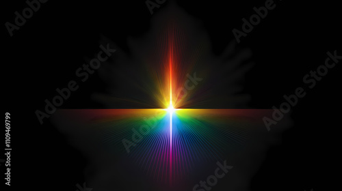 Abstract zenith spectrum and single point of light in dual monochrome and magenta retro light burst. Zenith. Illustration