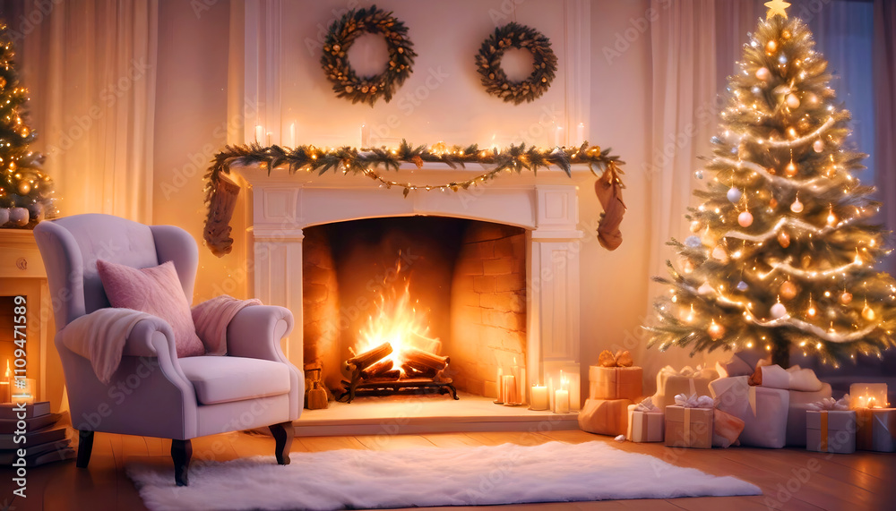 Fototapeta premium Christmas Festive Holiday Season Decoration Celabration