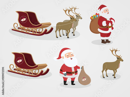 set sled santa renset sled santa claus characters for decorate celebrity cristmas festival dear photo