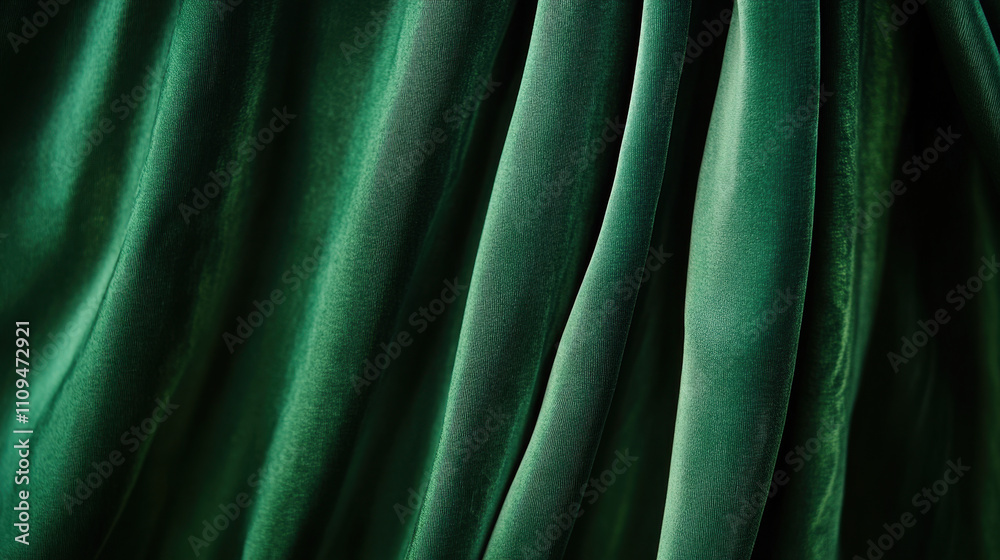 Obraz premium Elegant teal curtain draping softly in a cozy theater setting during an evening performance