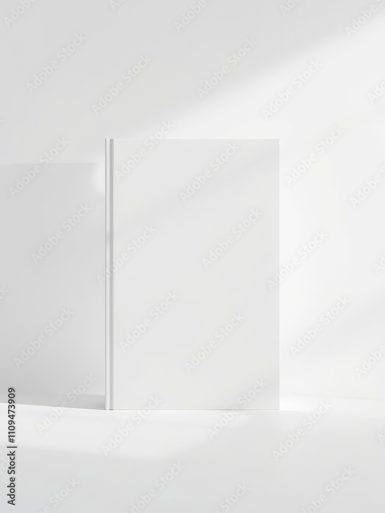 Vertical book cover in minimalistic white setting, bright, minimalist, simple Vertical book cover in minimalistic white setting, bright, minimalist, simple