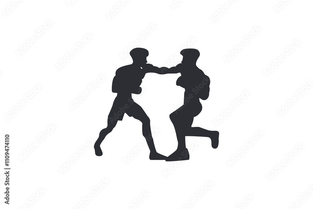 Two boxers in silhouette vector illustration isolated on white background. Two boxers in silhouette vector illustration isolated on white background.