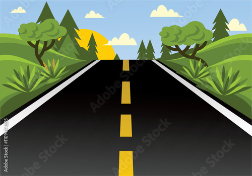 Highway Vector Colorful Illustration