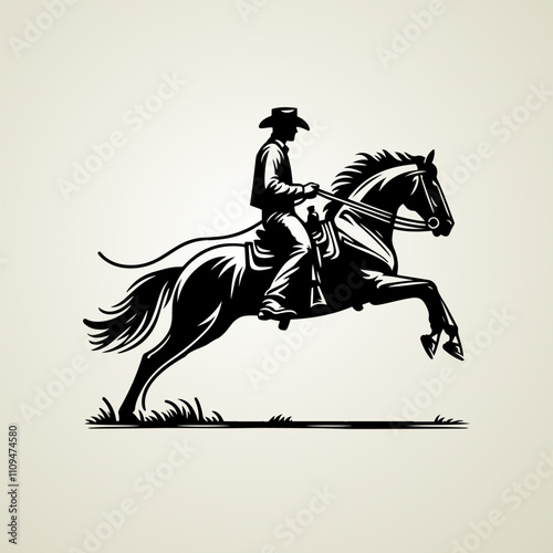 Vector Western Cowboy Riding Horse t-shirt design