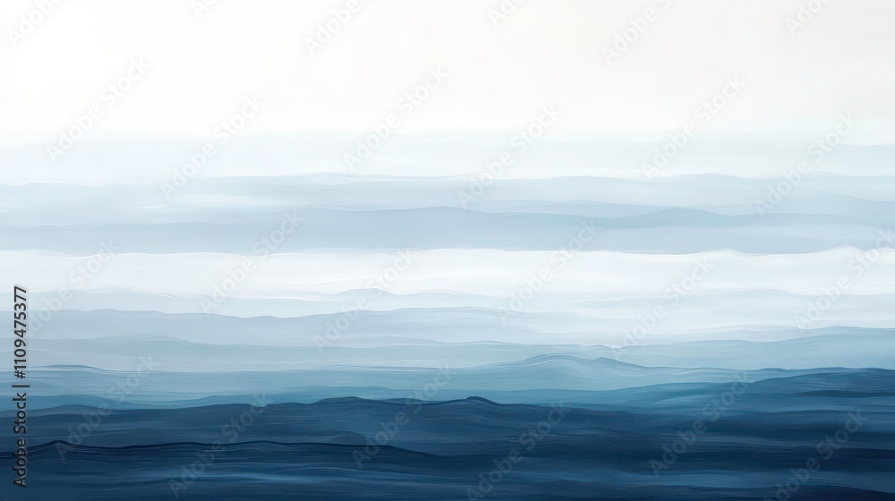 Serene misty mountain range landscape in shades of blue, creating a tranquil and atmospheric scene. Serene misty mountain range landscape in shades of blue, creating a tranquil and atmospheric scene.