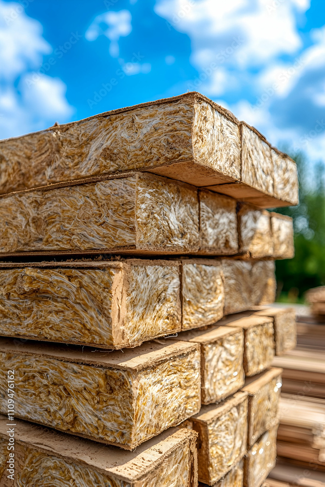 Stacked wooden planks against a bright blue sky, showcasing their textured surfaces and natural finish, ideal for construction and woodworking projects. Stacked wooden planks against a bright blue sky, showcasing their textured surfaces and natural finish, ideal for construction and woodworking projects.