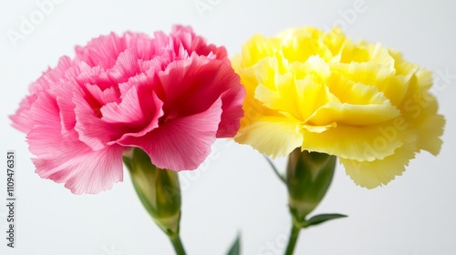 Soft Pastel Carnations on White Background