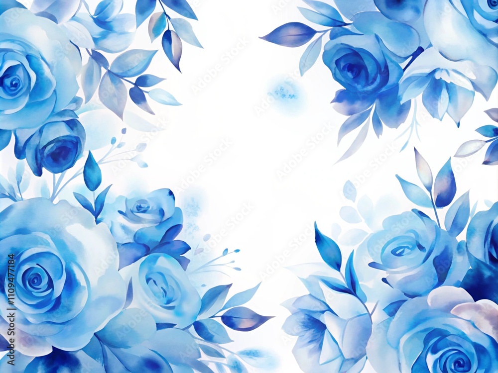 Obraz premium watercolor blue roses, delicate background for a card