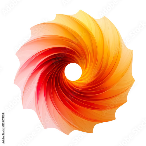 Vibrant Abstract Spiral Design with Gradient Colors on a Transparent Background