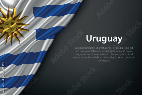 Waving Uruguay Flag on Dark Background