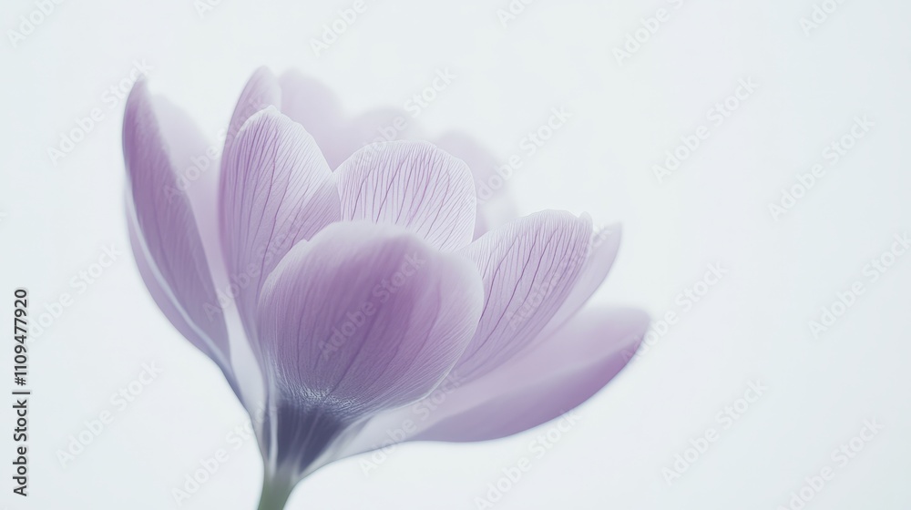 Soft Violet Crocus Flower in Bloom with White Background Soft Violet Crocus Flower in Bloom with White Background
