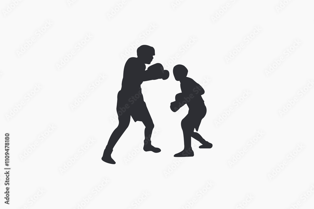 Vector illustration of a simple boxing sport silhouette. Vector illustration of a simple boxing sport silhouette.