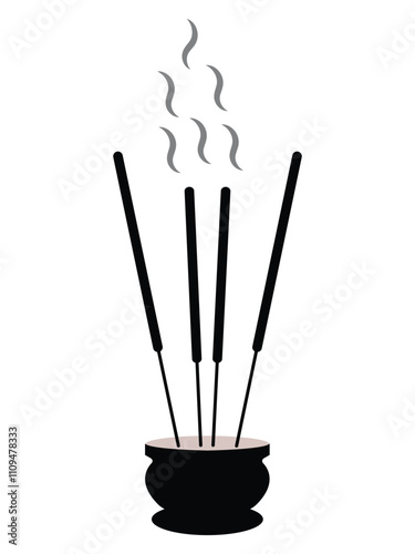 Incense sticks icon. Black incense icons isolated on white background. Linear style sign for mobile concept and web design. Black vector illustration.