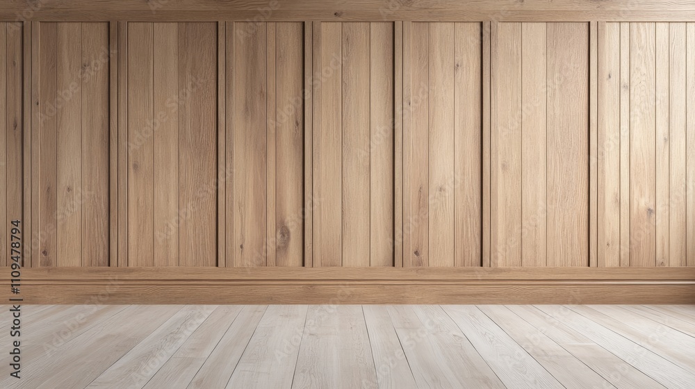 A wooden wall with a white floor in the background A wooden wall with a white floor in the background