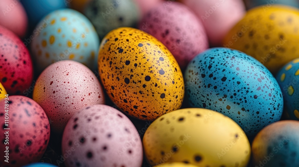 An array of quail eggs displays a stunning mix of colors and patterns highlighting natures artistry in a delightful arrangement
