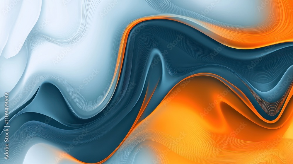 Abstract waves of blue and orange create a dynamic, fluid design. Abstract waves of blue and orange create a dynamic, fluid design.