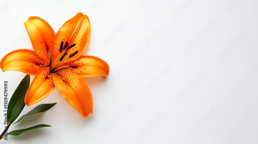 Bold Orange Lily on White Background Bold Orange Lily on White Background