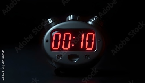 digital alarm clock on black background