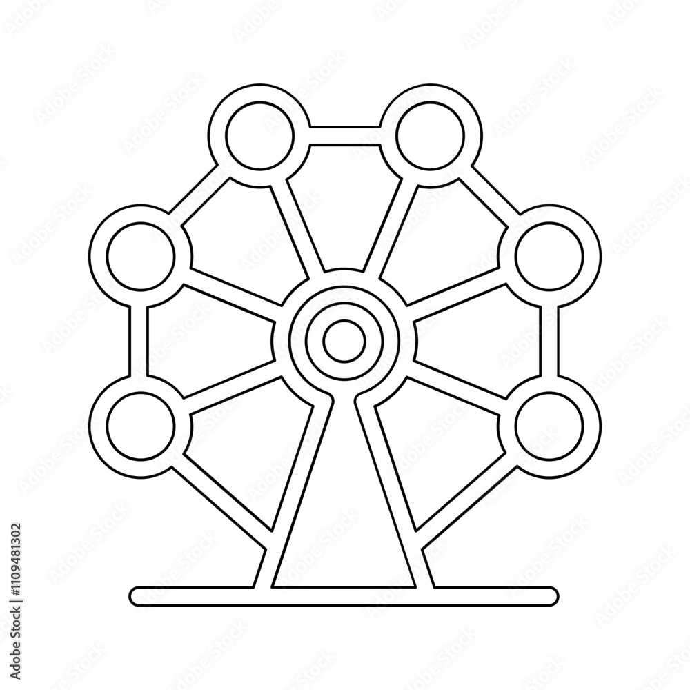 Ferris wheel icon in line style Ferris wheel icon in line style