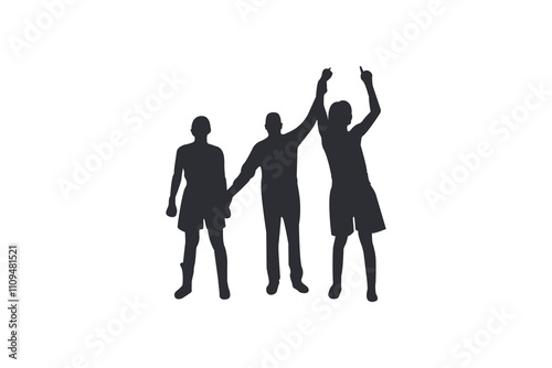 Vector illustration of boxing sport victory celebration silhouette.