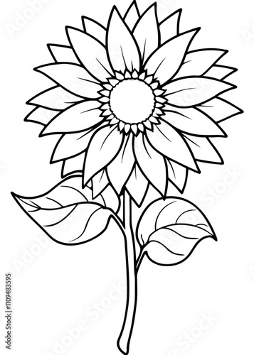 Minimalist Sunflower Line Art Design, Sunflower Line Art Drawing, Hand-Drawn Sunflower Outline, Sunflower Vector Art, Beautiful Sunflower Line Art