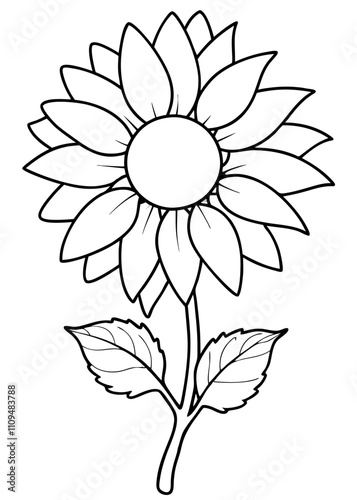 Minimalist Sunflower Line Art Design, Sunflower Line Art Drawing, Hand-Drawn Sunflower Outline, Sunflower Vector Art, Beautiful Sunflower Line Art