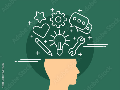 Open Mind Illustration on Green Background