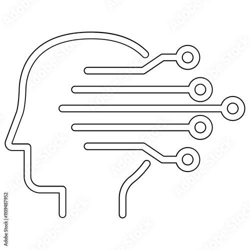 AI, artificial intelligence icon in line style