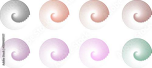 Circles that spiral towards the center.