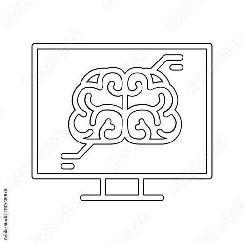 Brain scan, MRI icon in line style