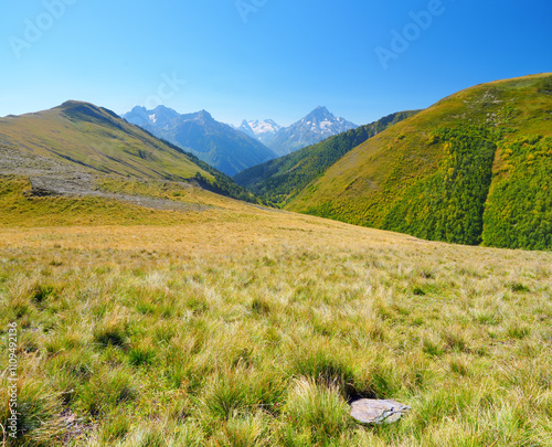 Mountain landscape at day.