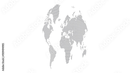 World map halftone. Made for world news and articles. Grey circles on white background.