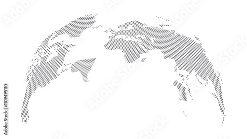 World map halftone. Made for world news and articles. Grey circles on white background.