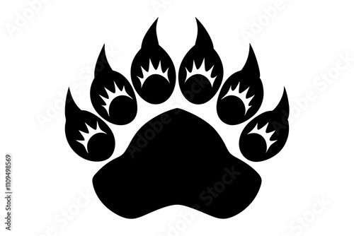 Bear Paw Print Silhouette – Symbolizing the Wild Vector Illustration