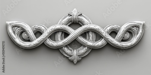 Intricate decorative relief featuring intertwined serpents in a mythical design