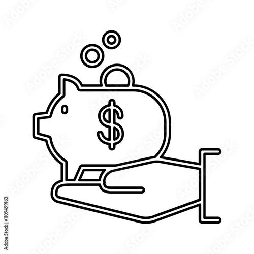 Saving money icon in line style