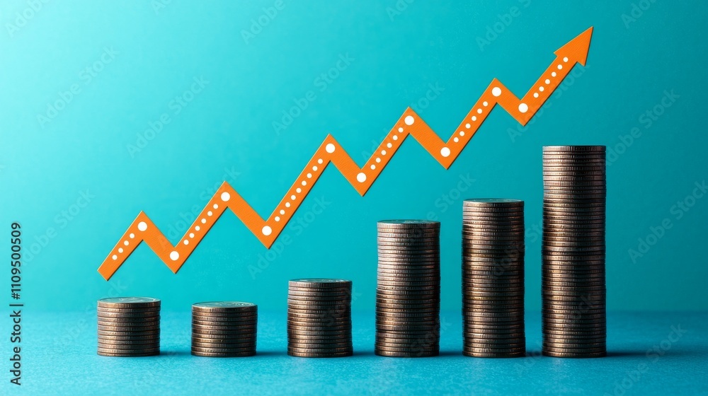 Investment Strategy Rising Coins Stack Represents Financial Growth Business Environment Infographic Style Positive Trend Analysis Investment Strategy Rising Coins Stack Represents Financial Growth Business Environment Infographic Style Positive Trend Analysis
