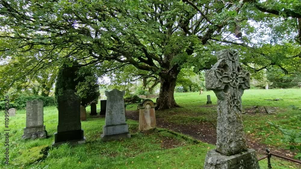 historic cemetery with gravestones, Portree, Skye island, Scotland historic cemetery with gravestones, Portree, Skye island, Scotland