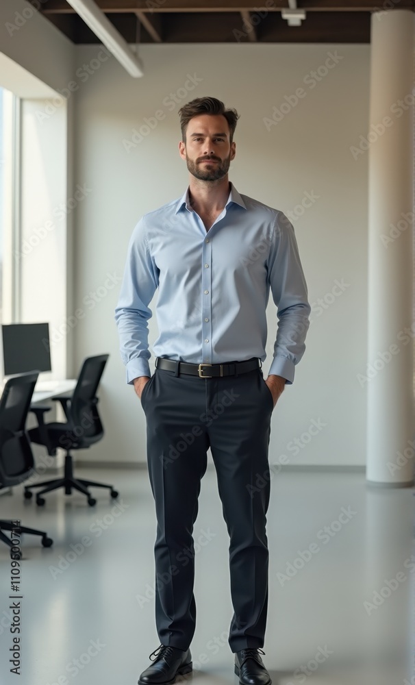 Stylish office image featuring a young man who looks confident Stylish office image featuring a young man who looks confident
