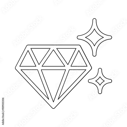 Jewell, Diamond icon in line style