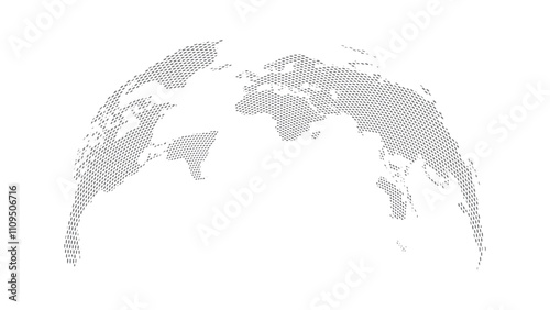 World map halftone. Made for world news and articles. Grey circles on white background.