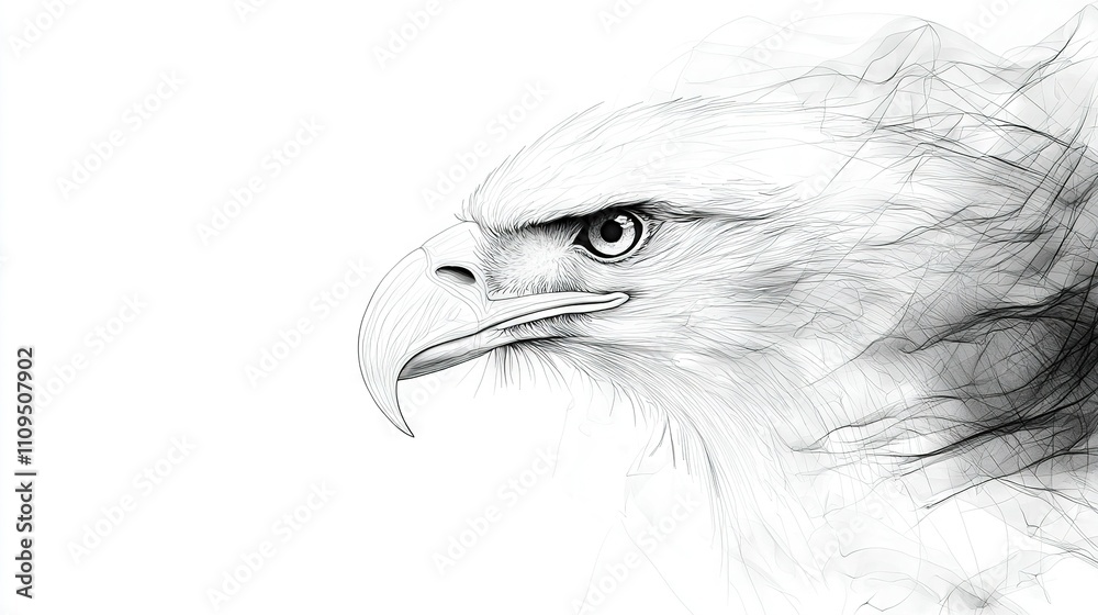 Black-and-white photo of eagle's sharp head with soft focus on its face Black-and-white photo of eagle's sharp head with soft focus on its face